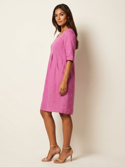 Lightweight linen-look dress with pockets - Nora