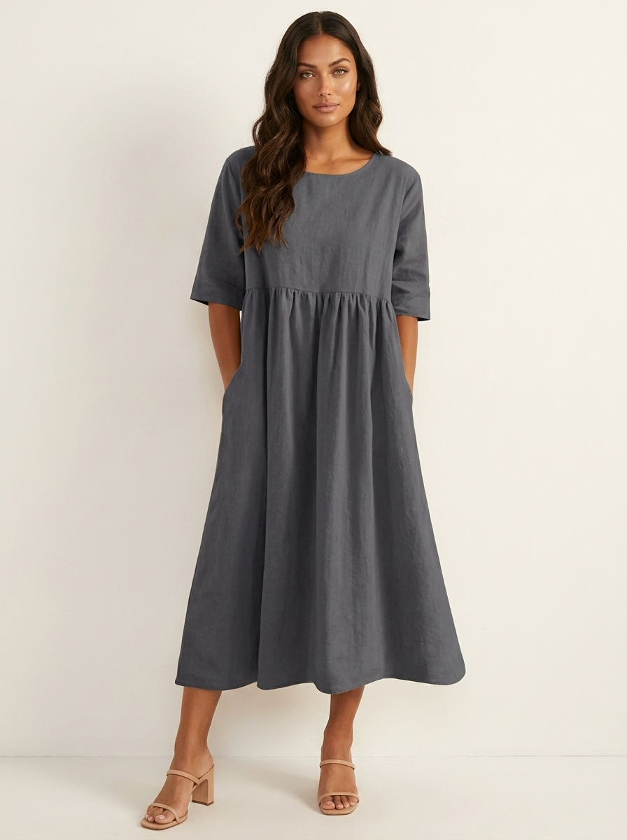 Lightweight midi dress with pockets - Emma