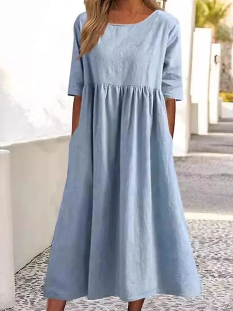 Lightweight midi dress with pockets - Emma