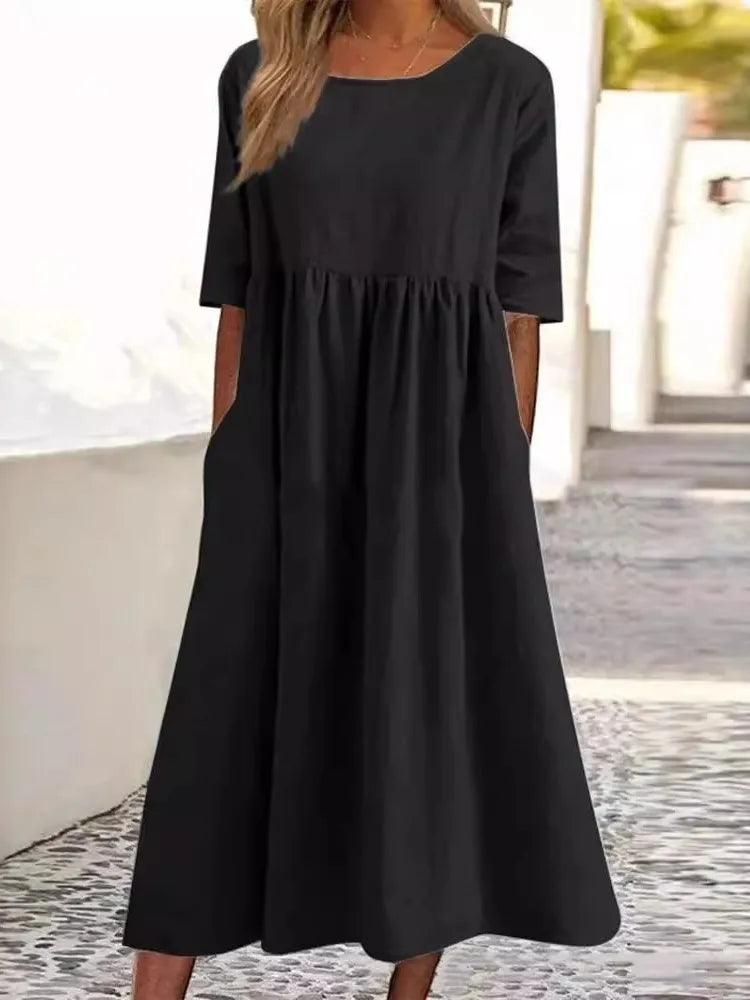 Lightweight midi dress with pockets - Emma