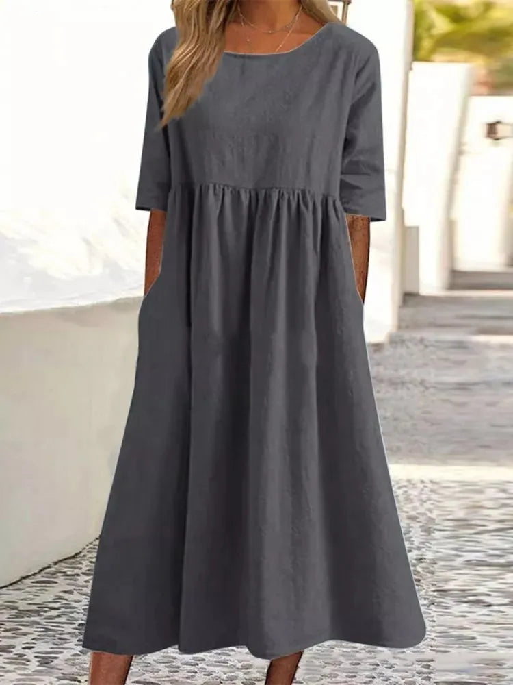 Lightweight midi dress with pockets - Emma