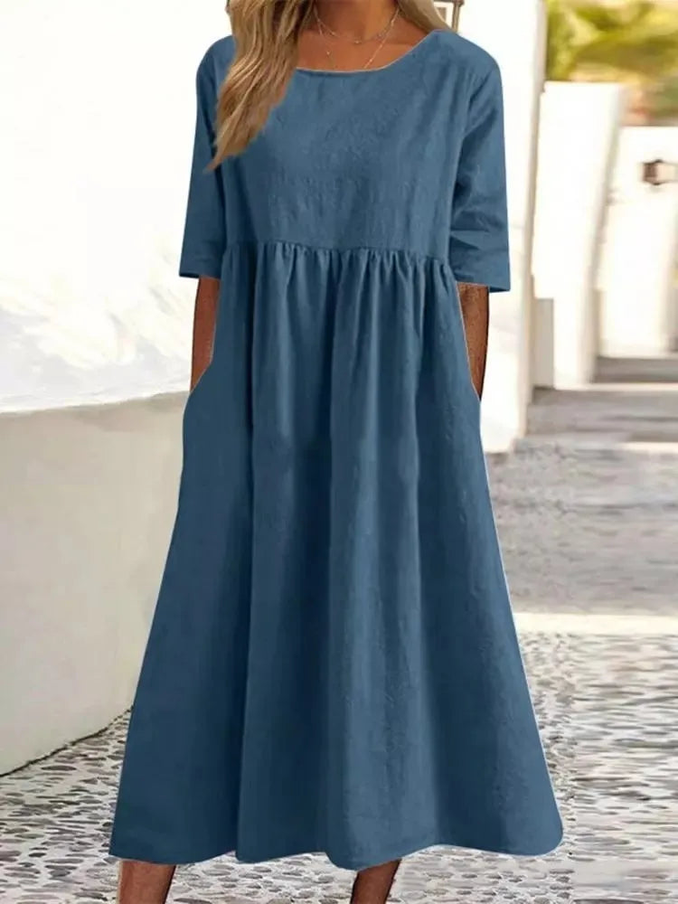 Lightweight midi dress with pockets - Emma