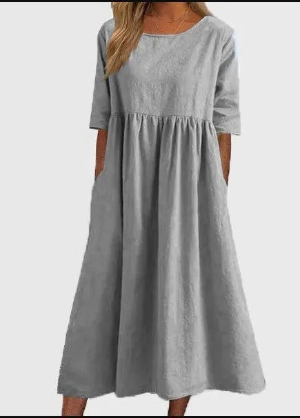 Lightweight midi dress with pockets - Emma
