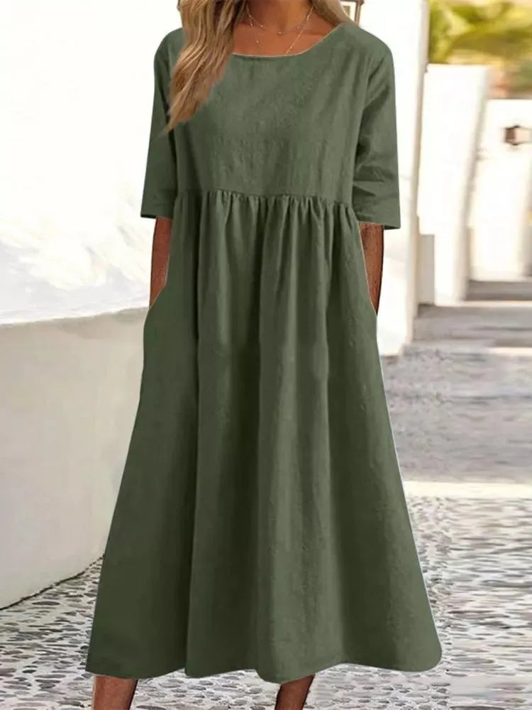 Lightweight midi dress with pockets - Emma
