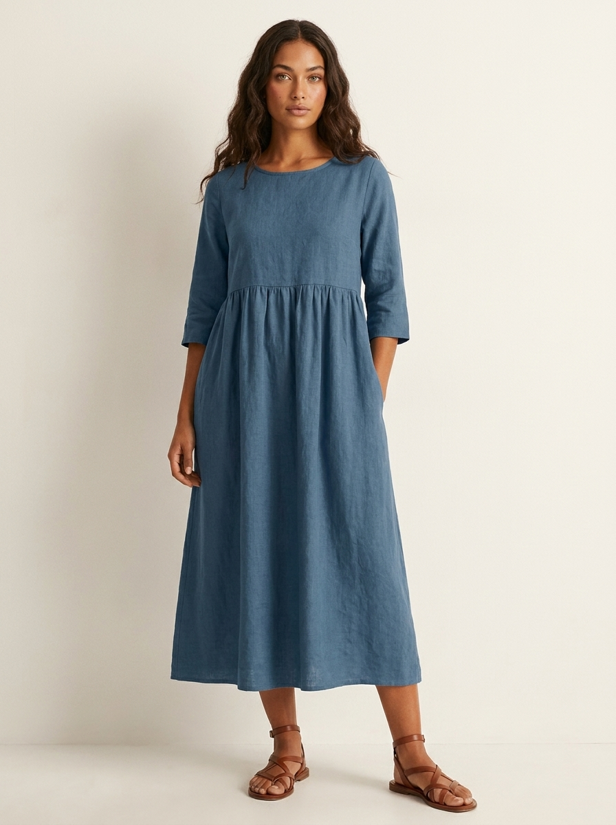 Lightweight midi dress with pockets - Emma