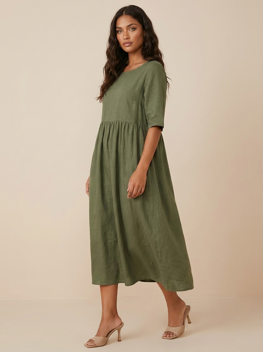 Lightweight midi dress with pockets - Emma