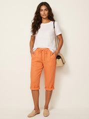 Linen Bermuda Shorts with Drawstring Waist - Nora