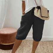Linen Bermuda Shorts with Drawstring Waist - Nora