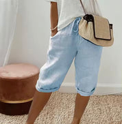 Linen Bermuda Shorts with Drawstring Waist - Nora