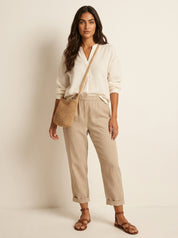 Linen Bermuda Shorts with Drawstring Waist - Nora