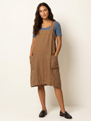 Linen Pinafore Dress with Pockets - Silvia