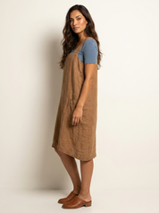 Linen Pinafore Dress with Pockets - Silvia