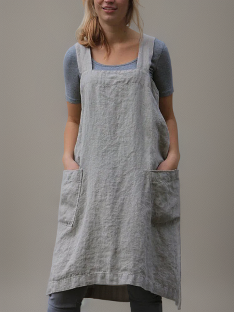 Linen Pinafore Dress with Pockets - Silvia