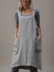 Linen Pinafore Dress with Pockets - Silvia