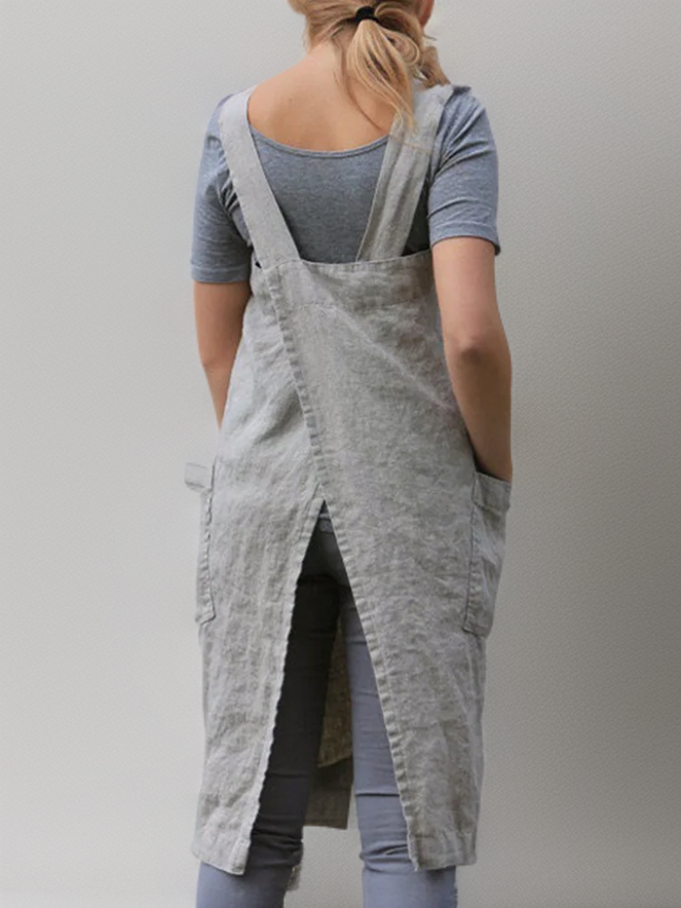 Linen Pinafore Dress with Pockets - Silvia