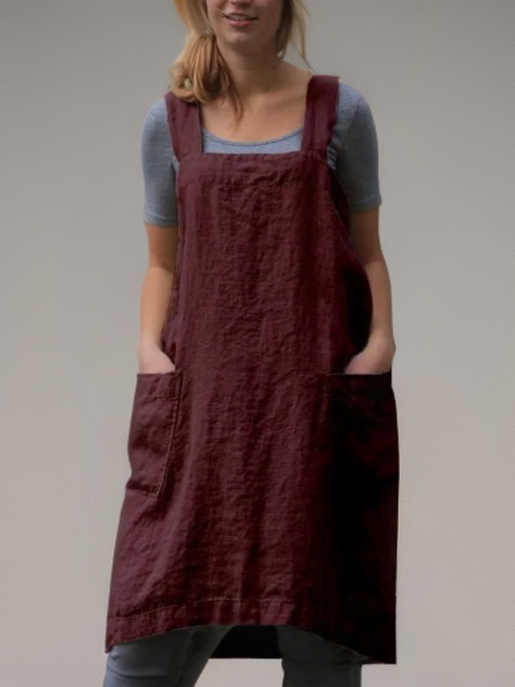 Linen Pinafore Dress with Pockets - Silvia