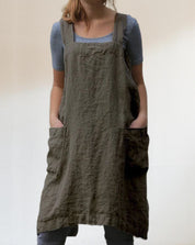 Linen Pinafore Dress with Pockets - Silvia