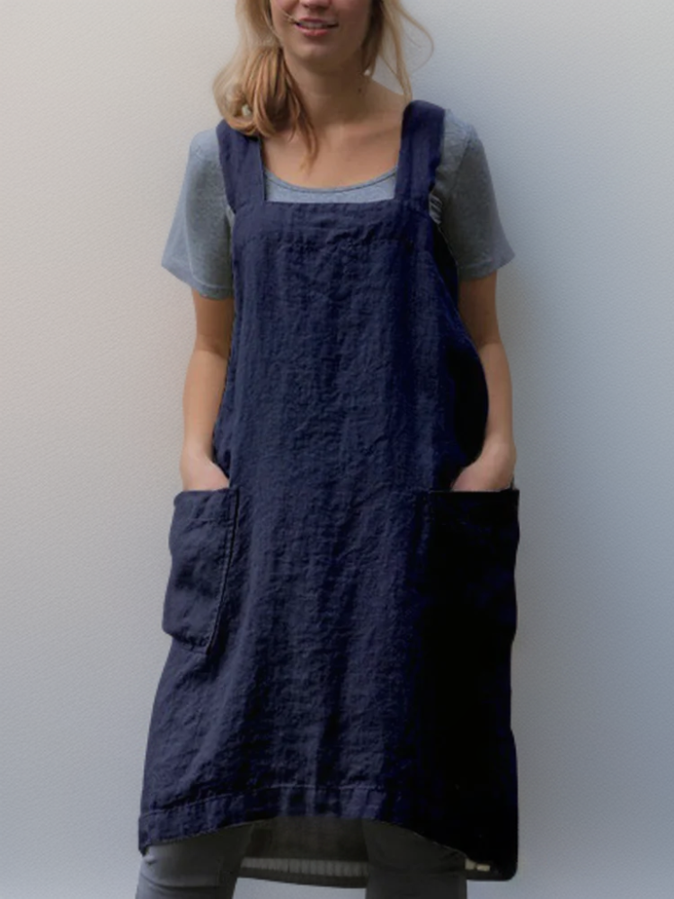 Linen Pinafore Dress with Pockets - Silvia
