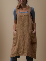 Linen Pinafore Dress with Pockets - Silvia