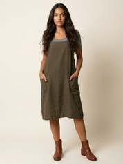 Linen Pinafore Dress with Pockets - Silvia