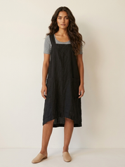 Linen Pinafore Dress with Pockets - Silvia