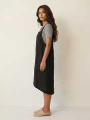 Linen Pinafore Dress with Pockets - Silvia
