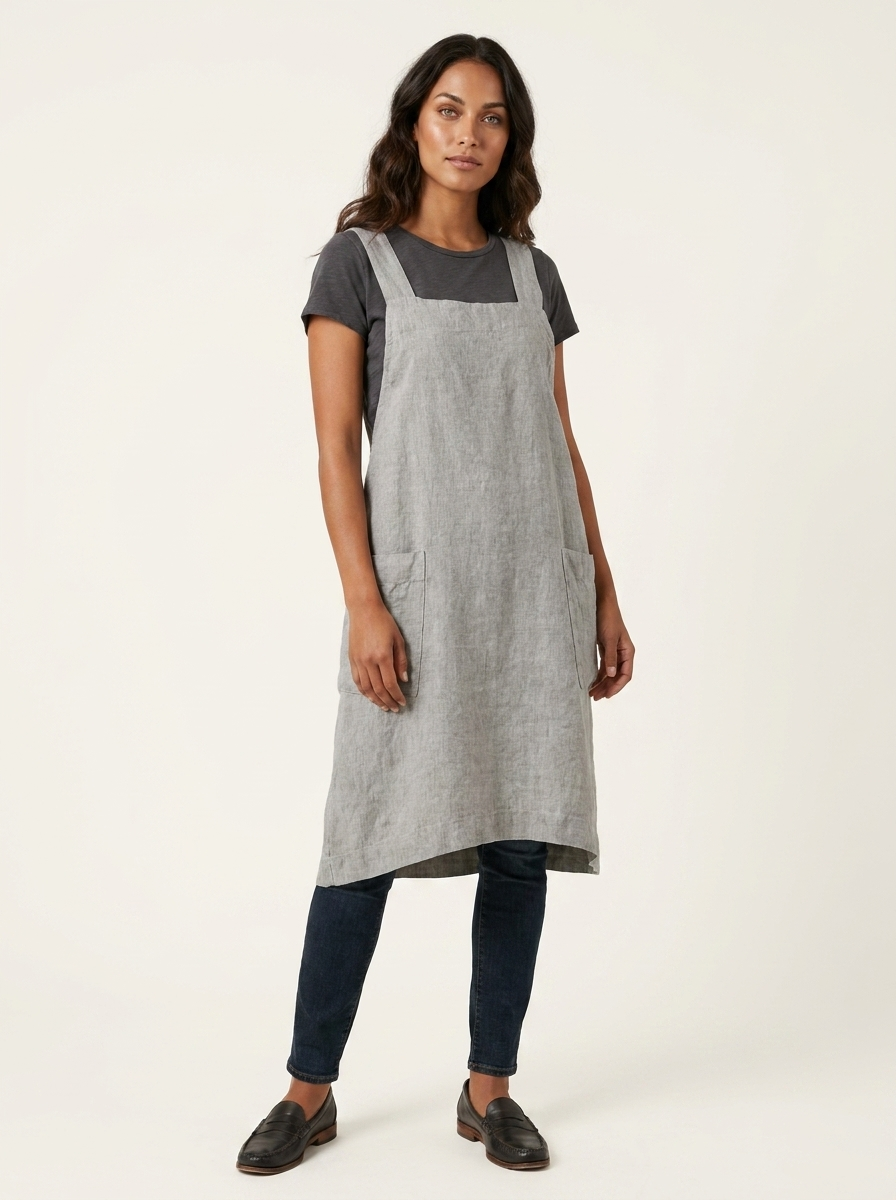 Linen Pinafore Dress with Pockets - Silvia