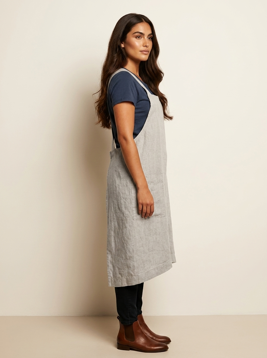 Linen Pinafore Dress with Pockets - Silvia