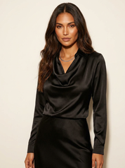 Luxe Satin Cowl Neck Blouse - Aria