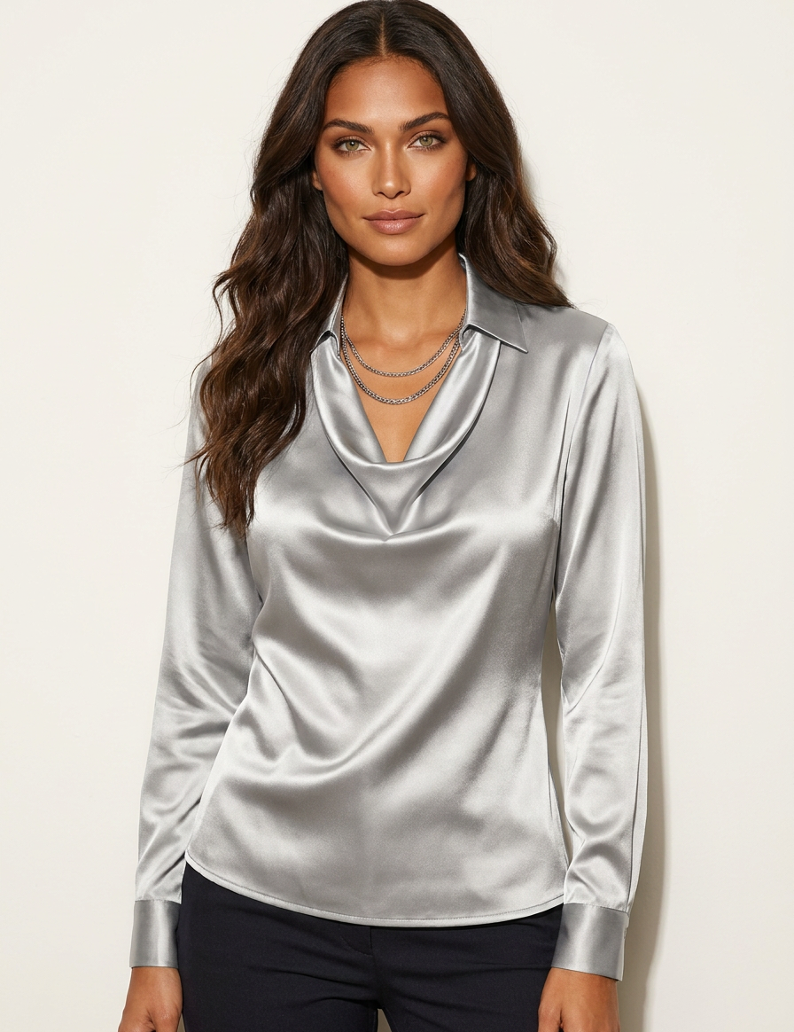 Luxe Satin Cowl Neck Blouse - Aria