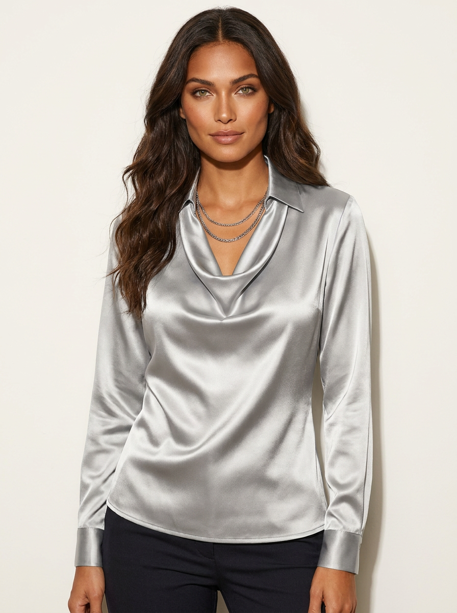 Luxe Satin Cowl Neck Blouse - Aria