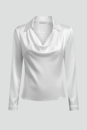 Luxe Satin Cowl Neck Blouse - Sophia