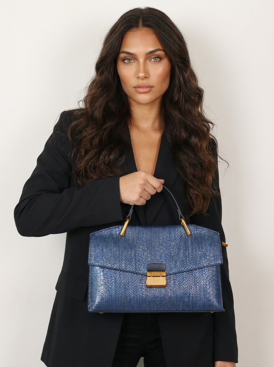 Luxury Croc-Effect Handbag - Valentina