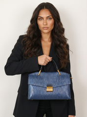 Luxury Croc-Effect Handbag - Valentina