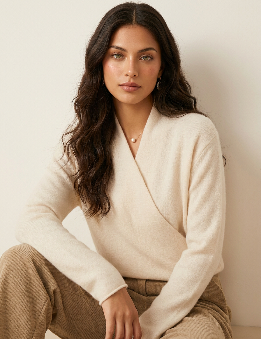 Luxury Wrap Knit Jumper - Celeste