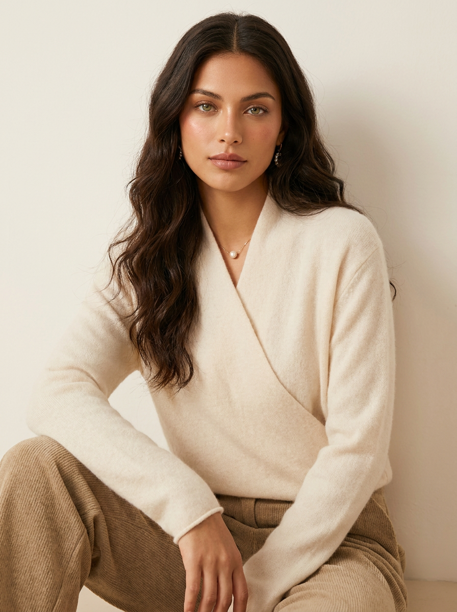 Luxury Wrap Knit Jumper - Celeste