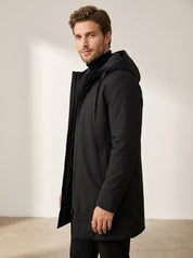 Men's Mid-Length Quilted Hooded Coat - Adrian