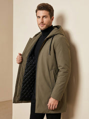 Men's Mid-Length Quilted Hooded Coat - Adrian