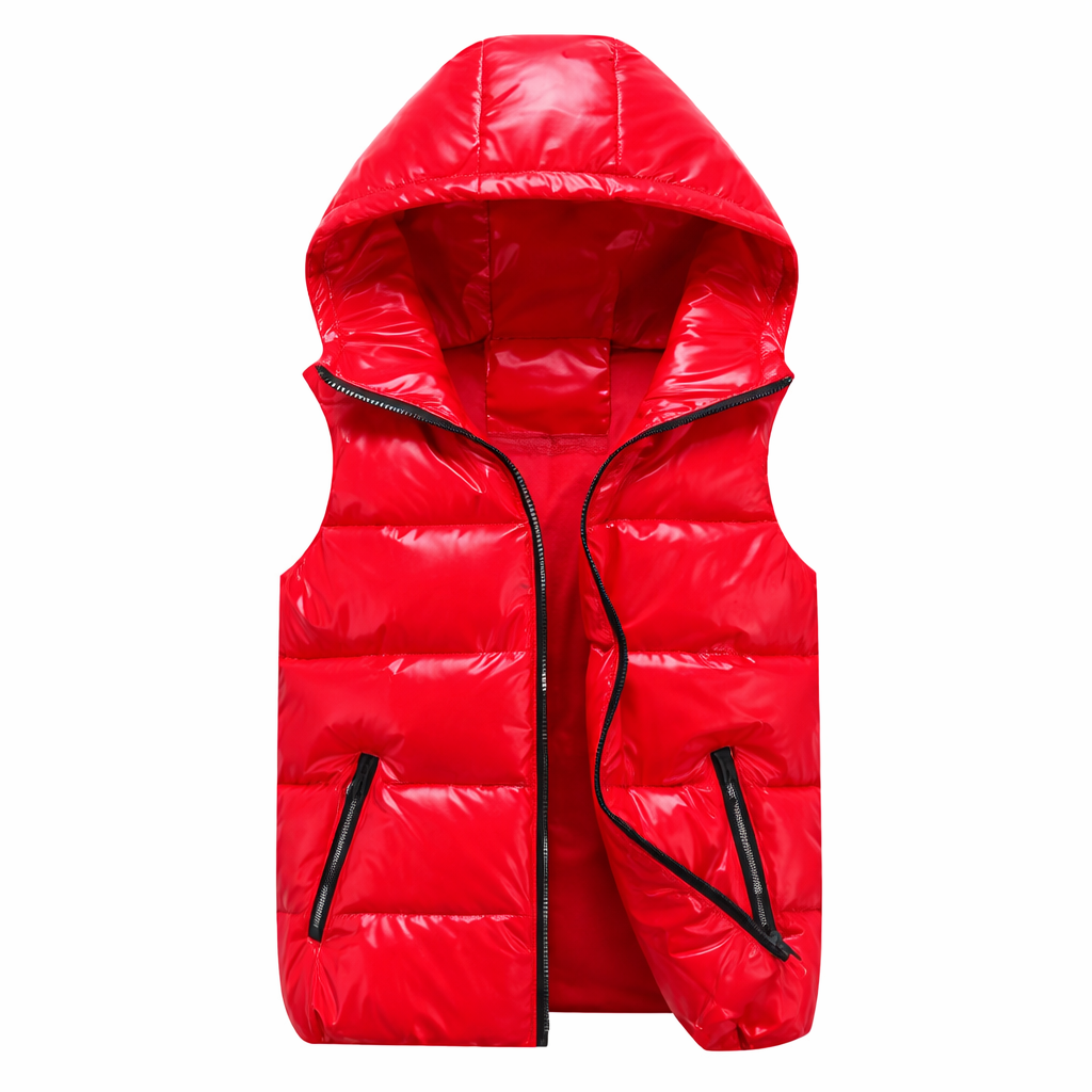 Metallic Hooded Puffer Vest - Logan