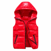 Metallic Hooded Puffer Vest - Logan