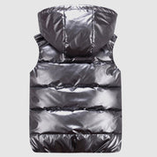 Metallic Hooded Puffer Vest - Logan