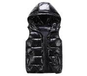 Metallic Hooded Puffer Vest - Logan