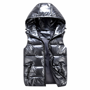 Metallic Hooded Puffer Vest - Logan