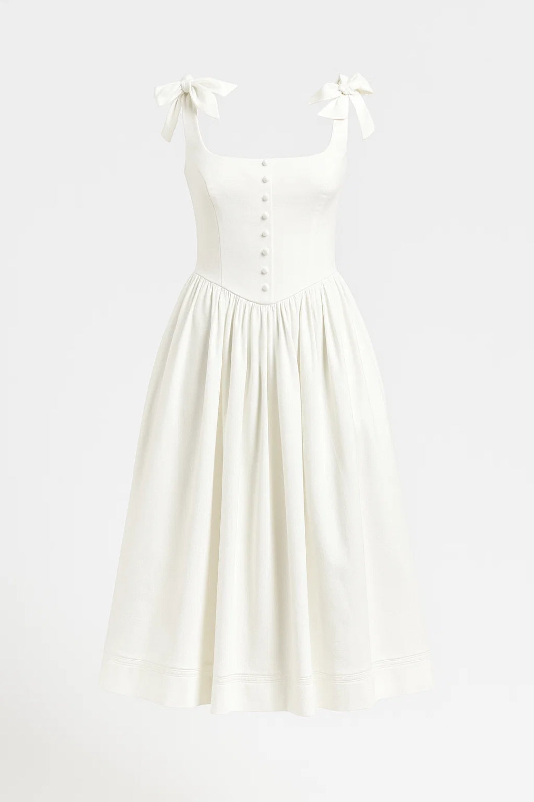 Midi Dress with Bow Shoulder Straps - Isabelle