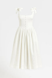 Midi Dress with Bow Shoulder Straps - Isabelle