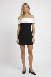 Off-Shoulder Contrast Mini Dress - Valérie