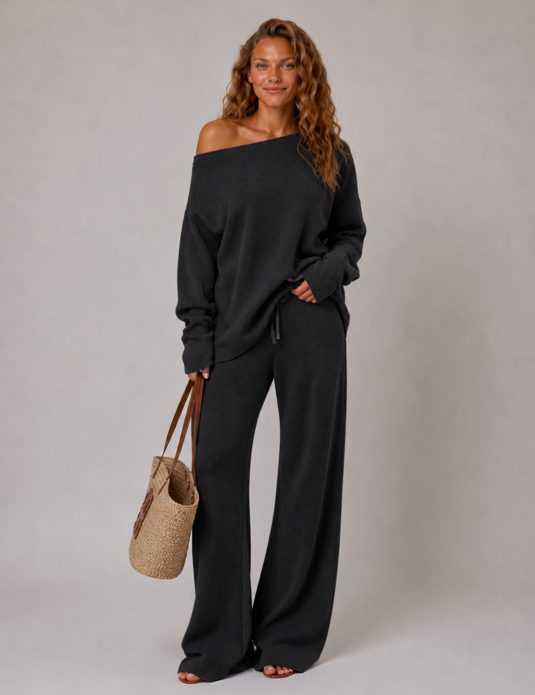 Off-Shoulder Knit Lounge Set - Sophie