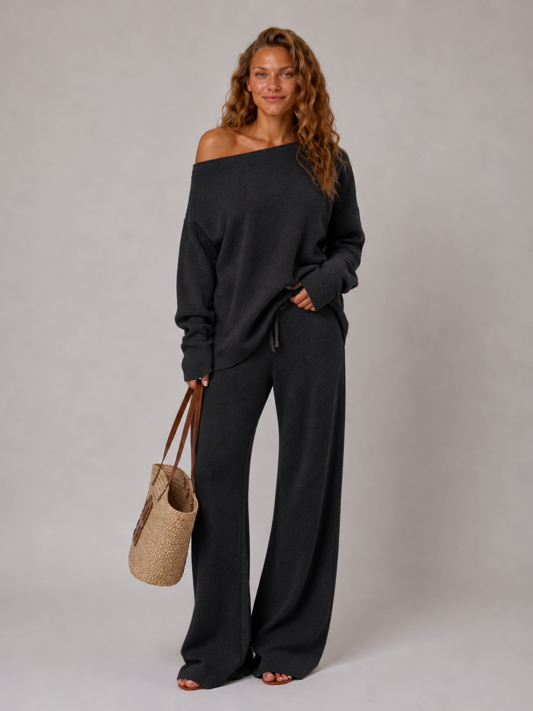 Off-Shoulder Knit Lounge Set - Sophie