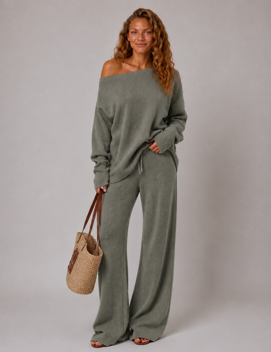 Off-Shoulder Knit Lounge Set - Sophie