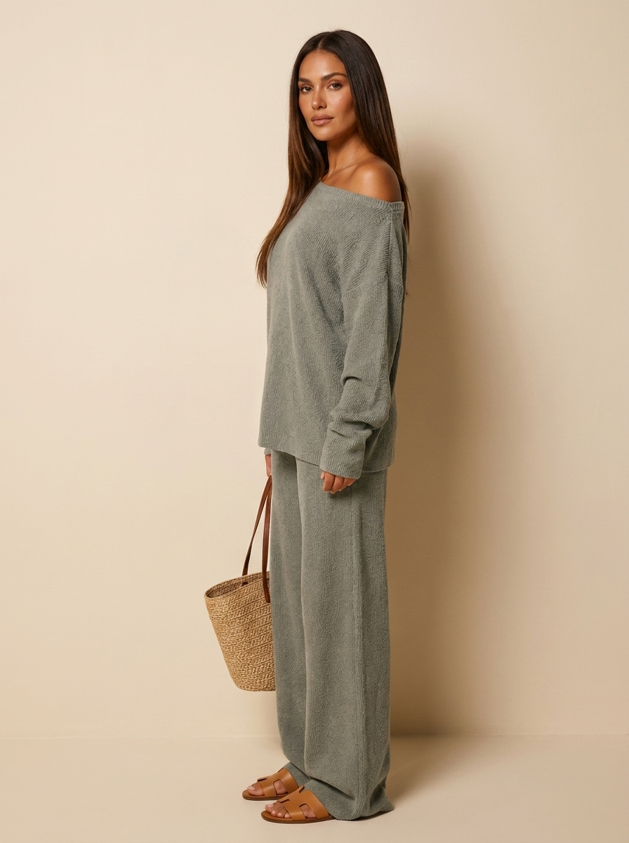Off-Shoulder Knit Lounge Set - Sophie